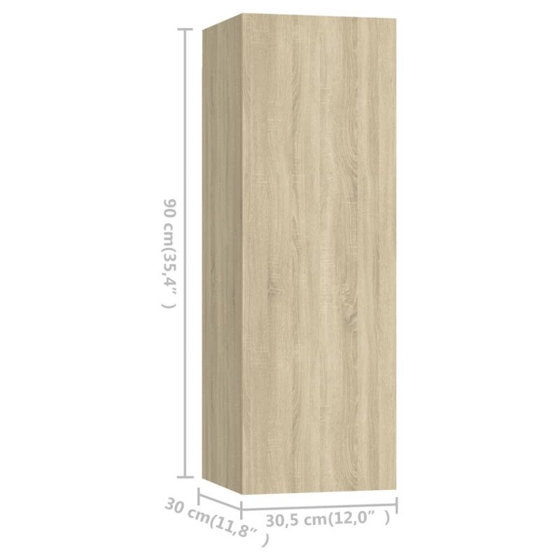 vidaXL TV skrinky 4 ks dub sonoma 30,5x30x90cm drevotrieska