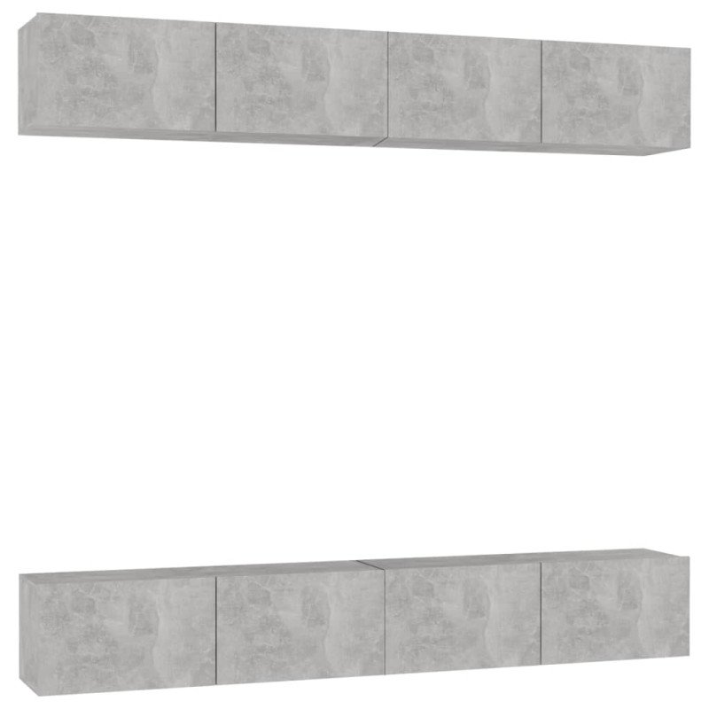 vidaXL 4-dielna súprava TV skriniek betónová sivá 100x30x30 cm drevotrieska 