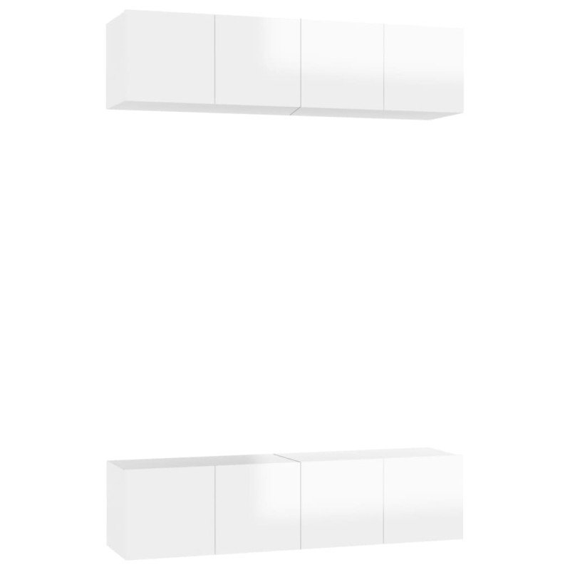 vidaXL TV skrinky 4 ks lesklé biele 60x30x30 cm drevotrieska 