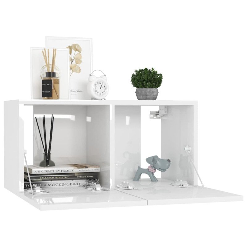 vidaXL TV skrinky 4 ks lesklé biele 60x30x30 cm drevotrieska 