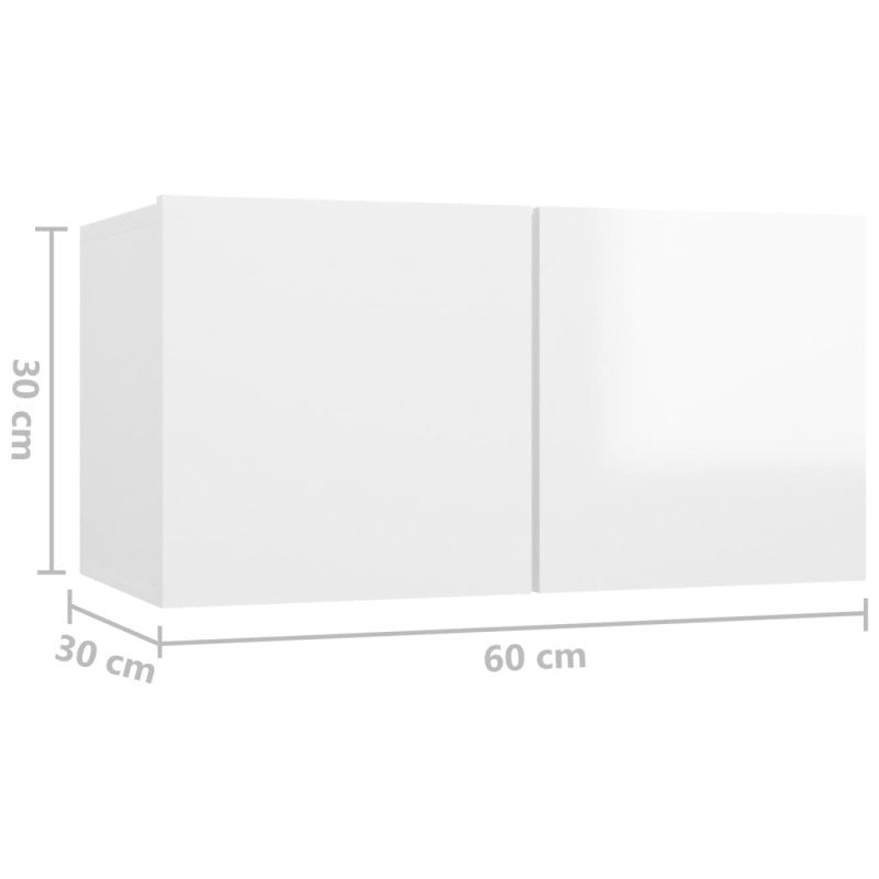 vidaXL TV skrinky 4 ks lesklé biele 60x30x30 cm drevotrieska 