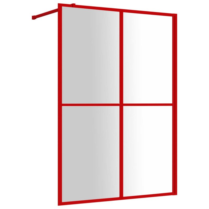 vidaXL Sprchová zástena s priehľadným ESG sklom, červená 140x195 cm