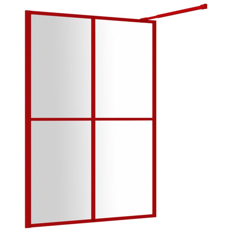 vidaXL Sprchová zástena s priehľadným ESG sklom, červená 140x195 cm