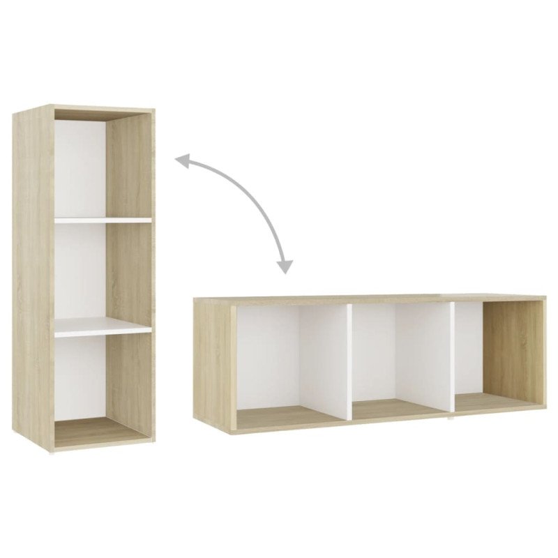 vidaXL TV skrinky 2 ks biele a dub sonoma 107x35x37 cm drevotrieska