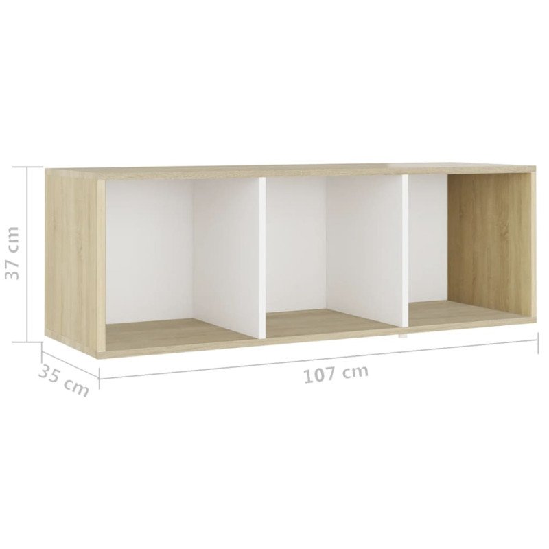 vidaXL TV skrinky 2 ks biele a dub sonoma 107x35x37 cm drevotrieska
