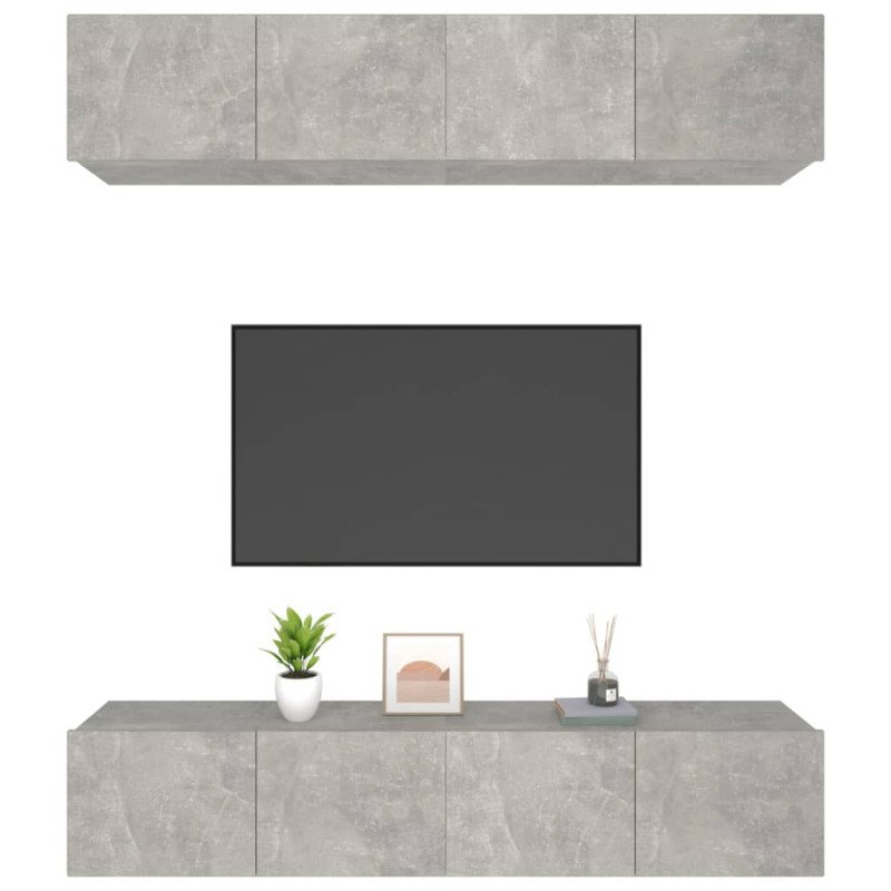 vidaXL TV skrinky 4 ks betónovosivé 80x30x30 cm spracované drevo