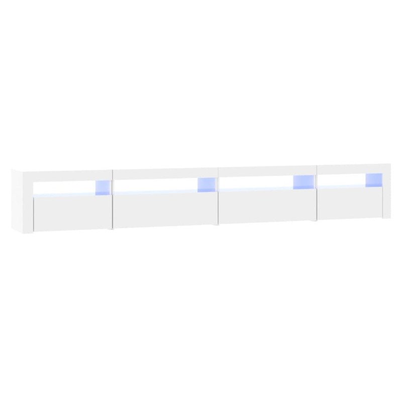 vidaXL TV skrinka s LED svetlami lesklá biela 270x35x40 cm