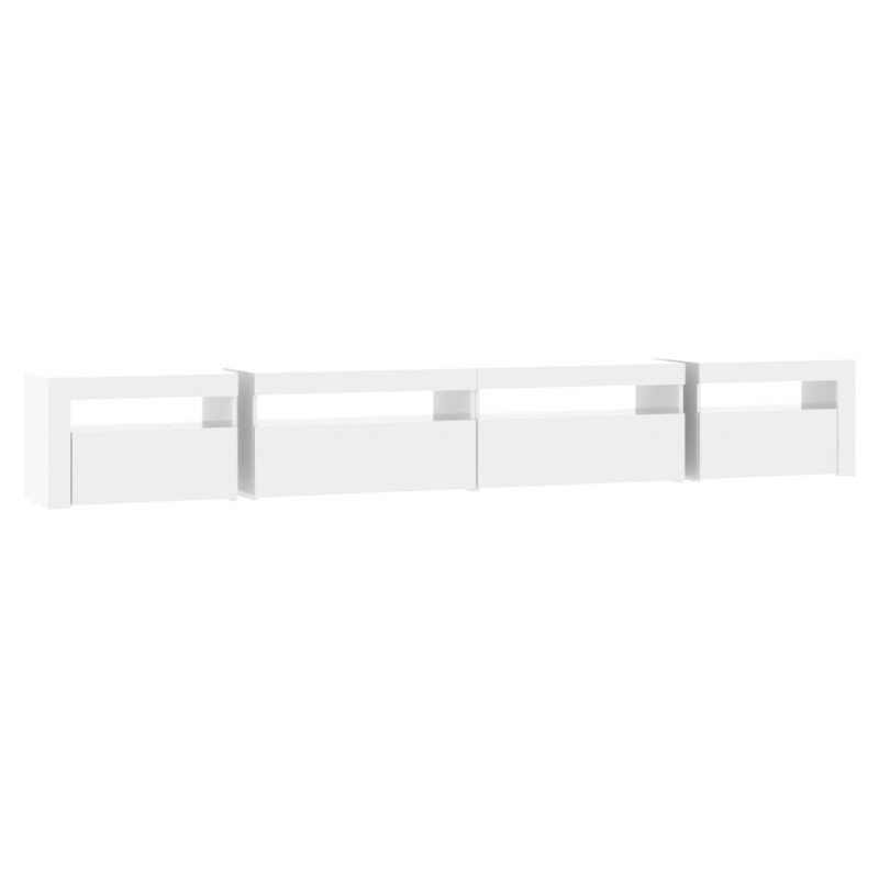 vidaXL TV skrinka s LED svetlami lesklá biela 270x35x40 cm