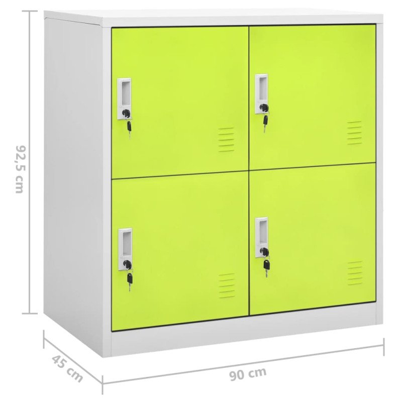 vidaXL Uzamykacie skrinky 5 ks bledosivé a zelené 90x45x92,5 cm oceľové