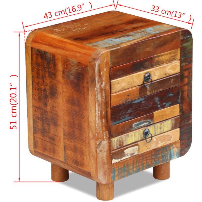 vidaXL Nočný stolík, recyklovaný masív 43x33x51 cm