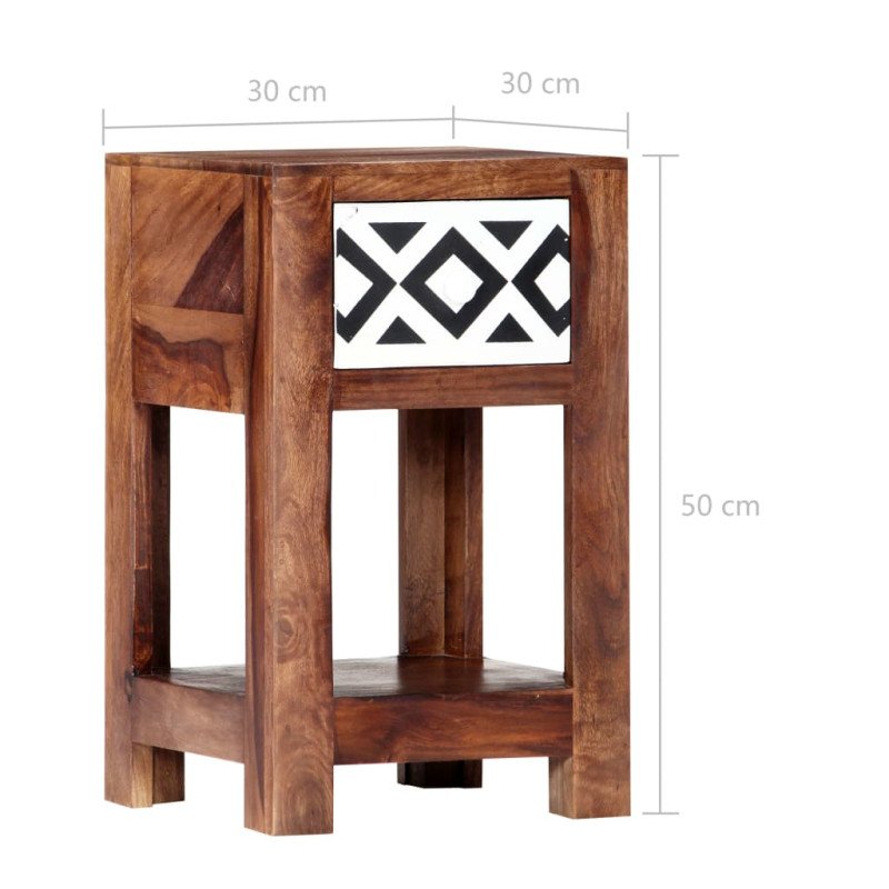vidaXL Nočný stolík 30x30x50 cm masívne sheeshamové drevo