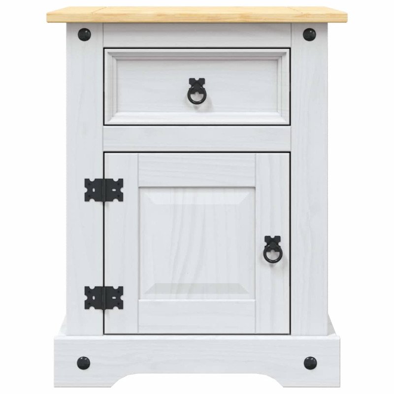 vidaXL Nočný stolík biely 53x39x66 cm mexická borovica Corona Range