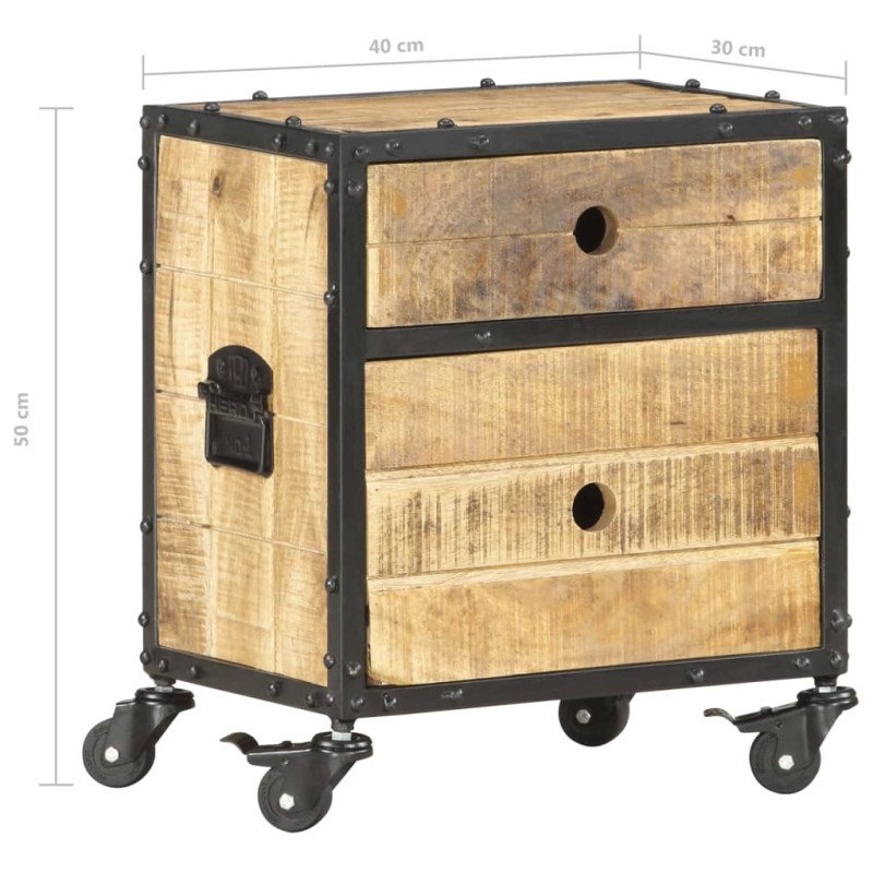 vidaXL Nočný stolík 40x30x50 cm surové masívne mangovníkové drevo