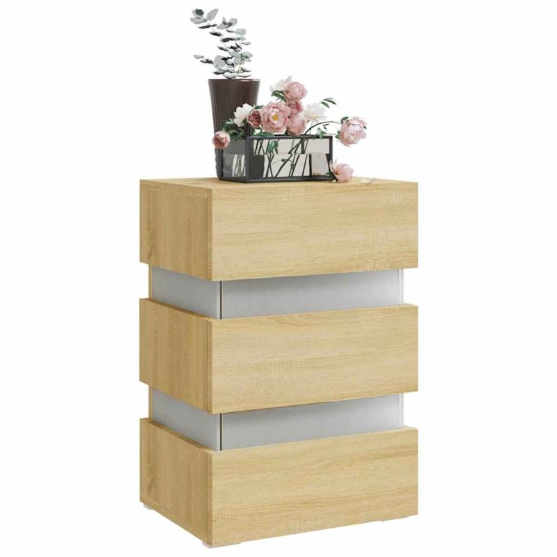 vidaXL Nočný stolík s LED, dub sonoma 45x35x67 cm, kompozitné drevo