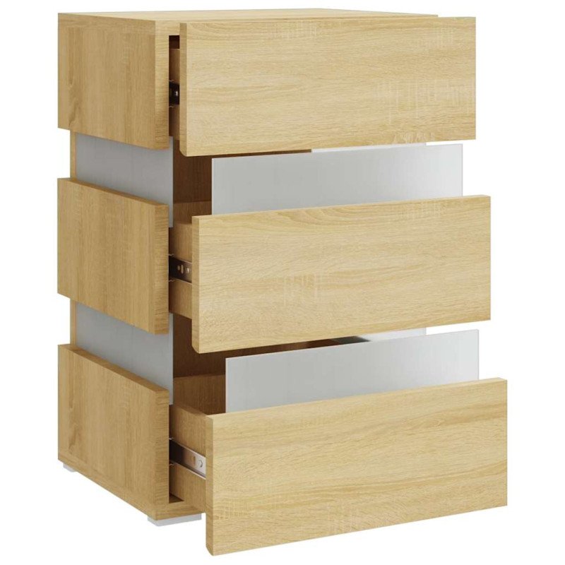 vidaXL Nočný stolík s LED, dub sonoma 45x35x67 cm, kompozitné drevo