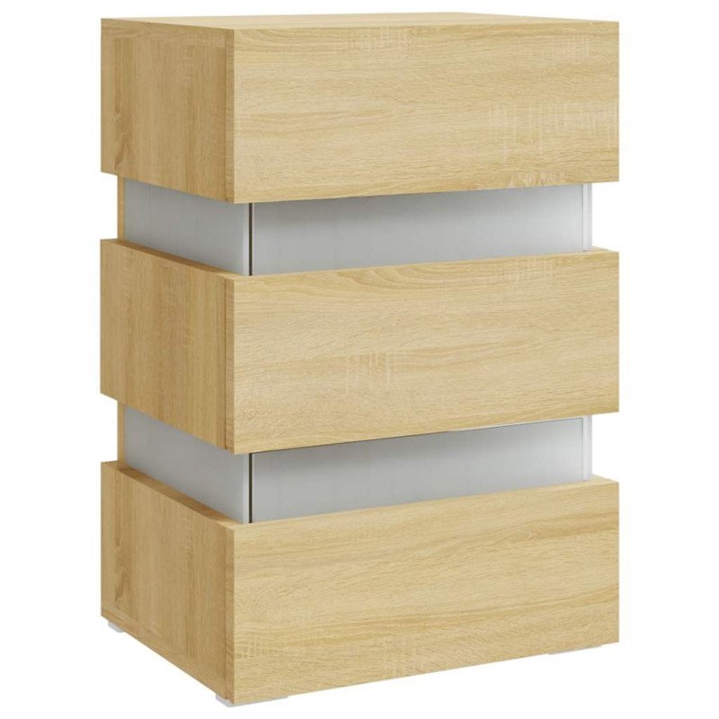 vidaXL Nočný stolík s LED, dub sonoma 45x35x67 cm, kompozitné drevo