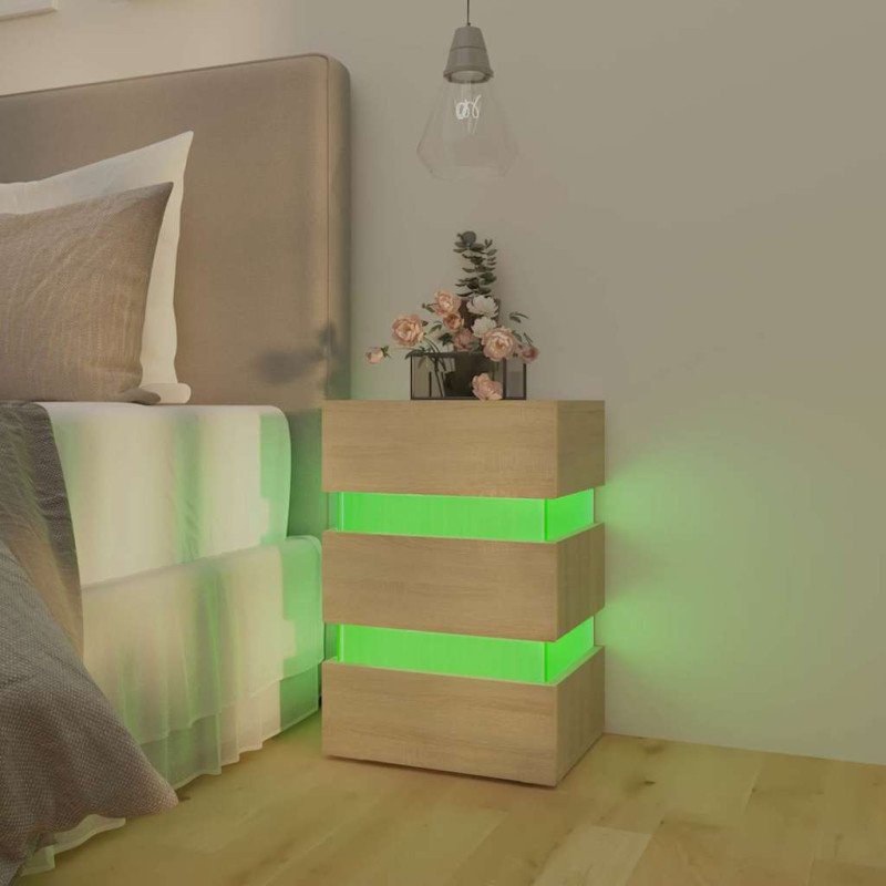 vidaXL Nočný stolík s LED, dub sonoma 45x35x67 cm, kompozitné drevo