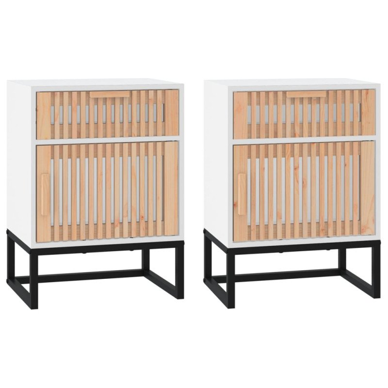 vidaXL Nočné stolíky 2 ks biele 40x30x55,5cm kompozitné drevo a železo