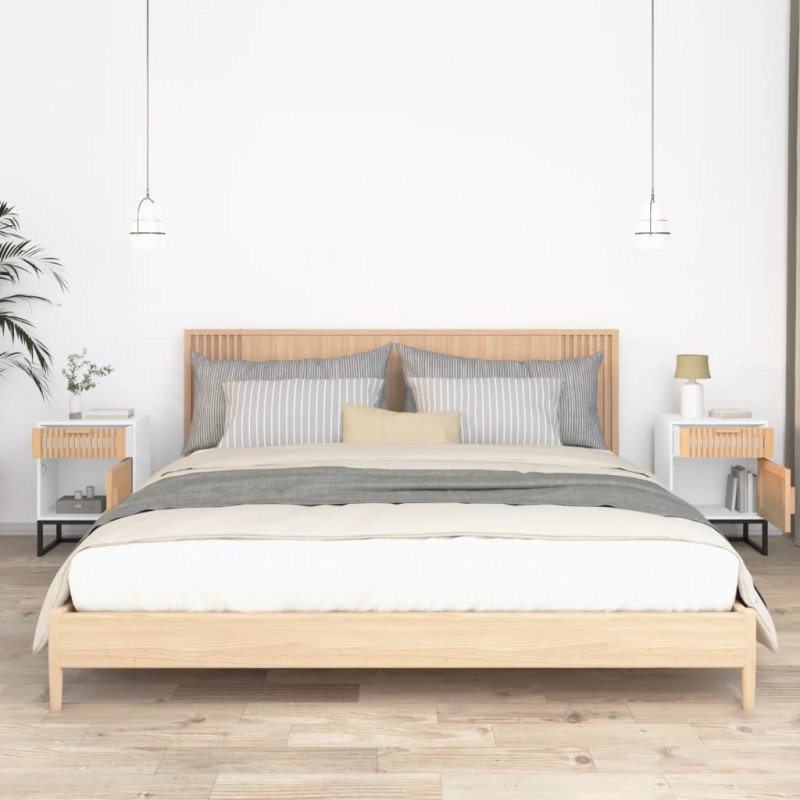 vidaXL Nočné stolíky 2 ks biele 40x30x55,5cm kompozitné drevo a železo