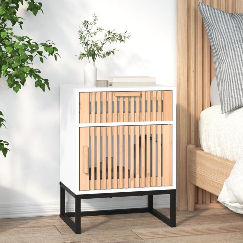 vidaXL Nočné stolíky 2 ks biele 40x30x55,5cm kompozitné drevo a železo