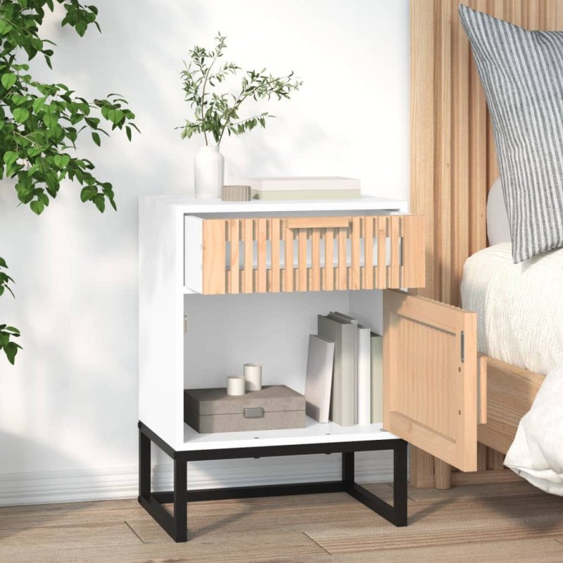 vidaXL Nočné stolíky 2 ks biele 40x30x55,5cm kompozitné drevo a železo