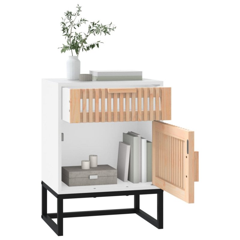 vidaXL Nočné stolíky 2 ks biele 40x30x55,5cm kompozitné drevo a železo