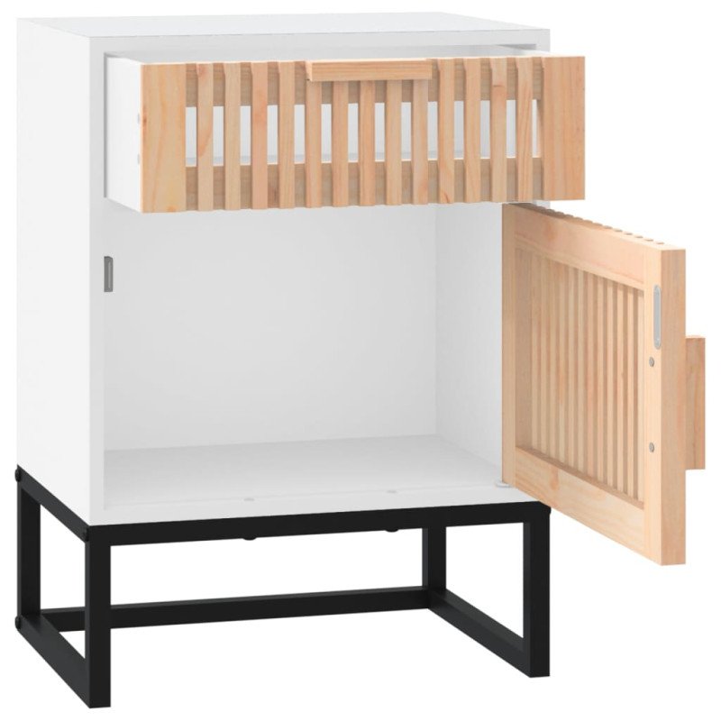 vidaXL Nočné stolíky 2 ks biele 40x30x55,5cm kompozitné drevo a železo