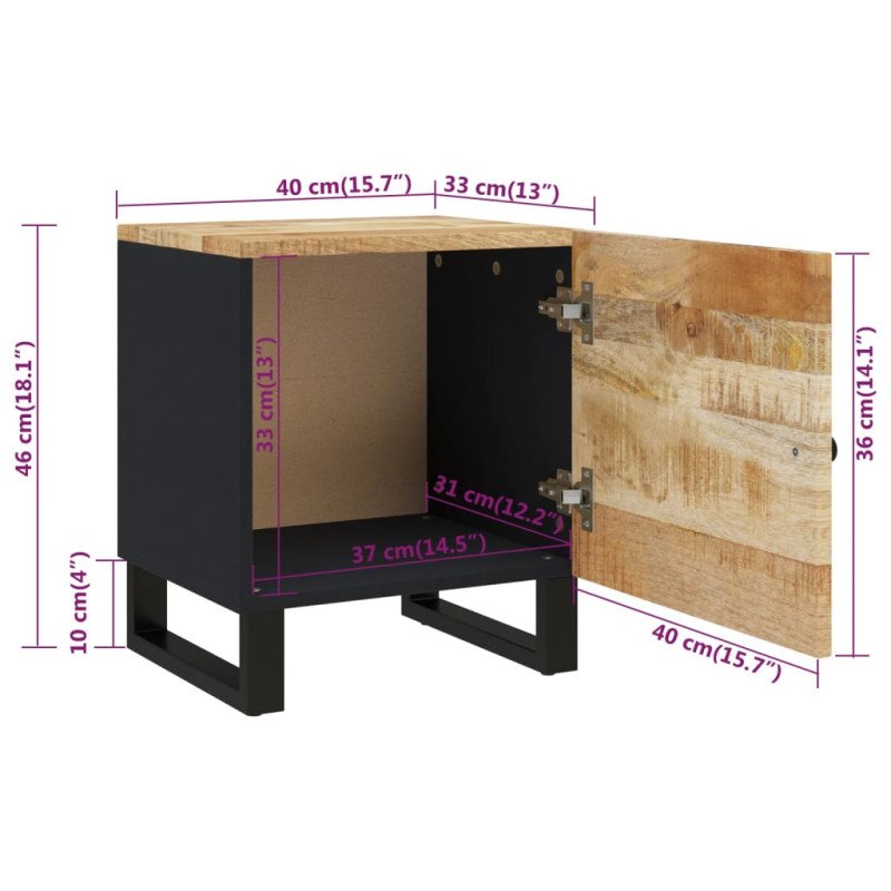 vidaXL Nočný stolík 40x33x46 cm masívne mangovníkové drevo