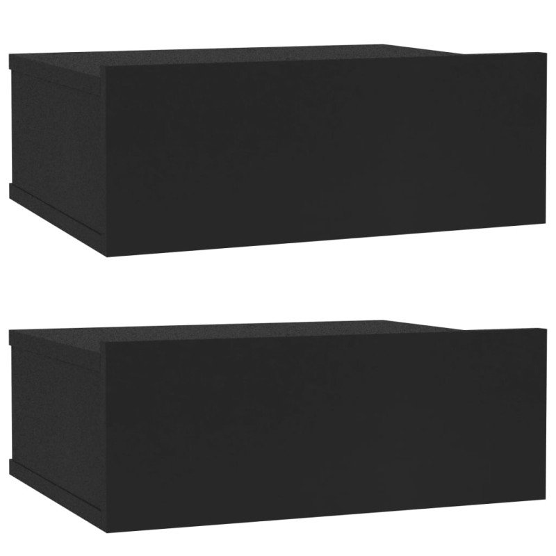 vidaXL Nástenné nočné stolíky 2ks, čierne 40x30x15cm, kompozitné drevo