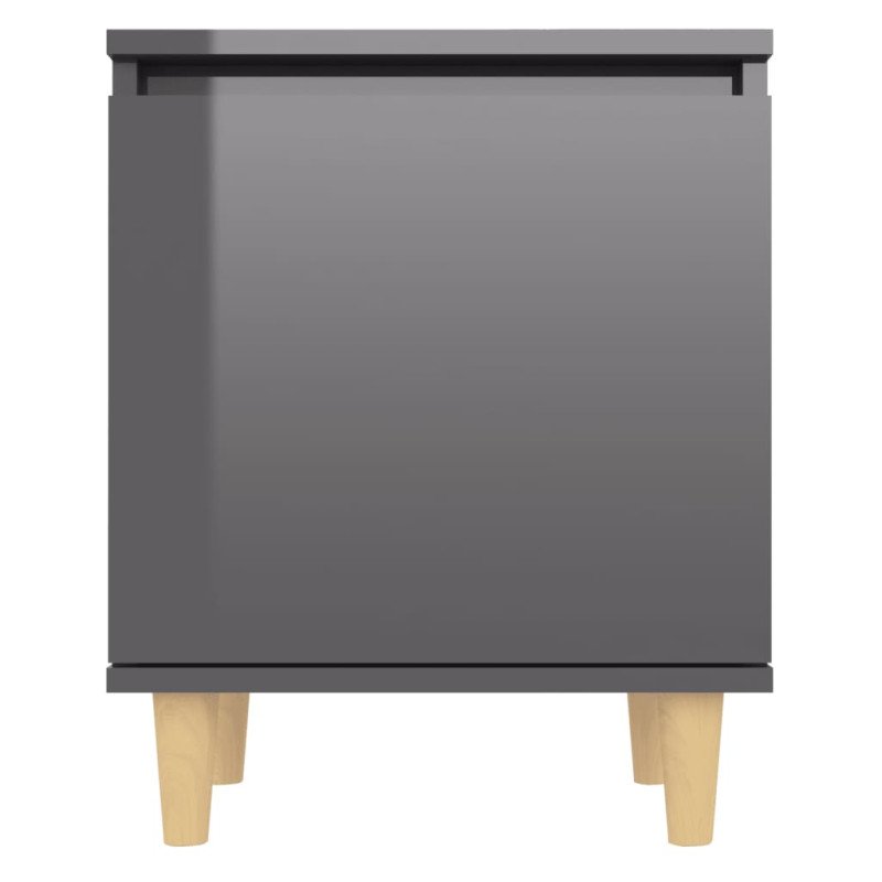 vidaXL Nočné stolíky 2 ks nohy z dreva lesklé sivé 40x30x50 cm