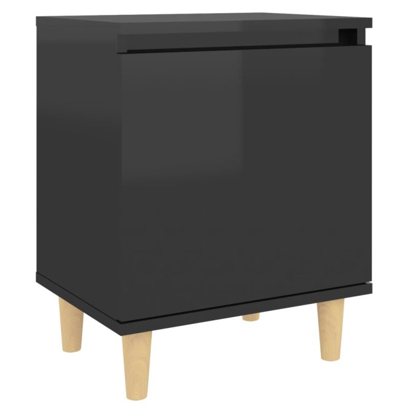 vidaXL Nočné stolíky, nohy z masívu 2 ks, lesklé čierne 40x30x50cm