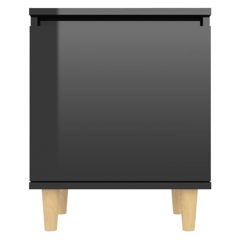 vidaXL Nočné stolíky, nohy z masívu 2 ks, lesklé čierne 40x30x50cm