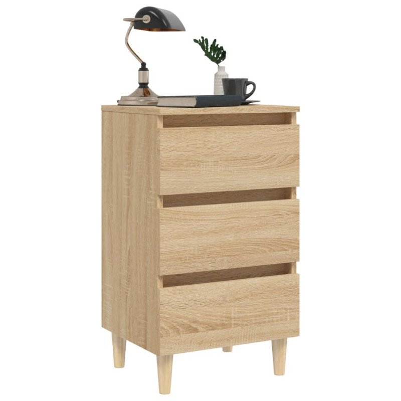 vidaXL Nočný stolík nohy z masívneho dreva dub sonoma 40x35x69 cm