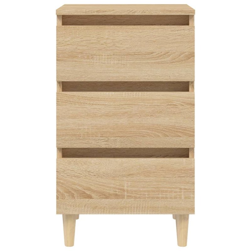 vidaXL Nočný stolík nohy z masívneho dreva dub sonoma 40x35x69 cm