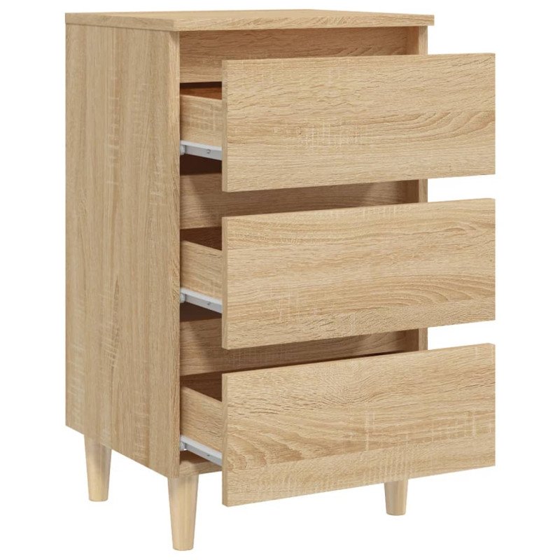 vidaXL Nočný stolík nohy z masívneho dreva dub sonoma 40x35x69 cm