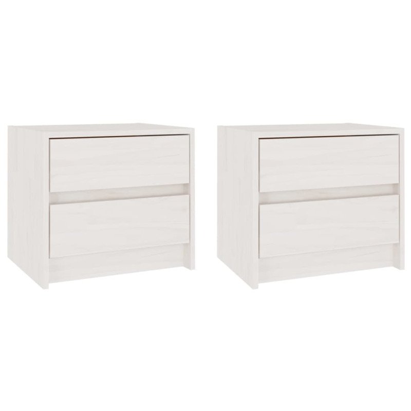 vidaXL Nočné stolíky 2 ks biele 40x30,5x35,5 cm borovicový masív