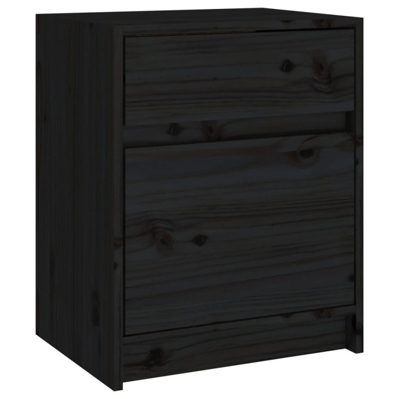 vidaXL Nočný stolík čierny 40x31x50 cm borovicový masív