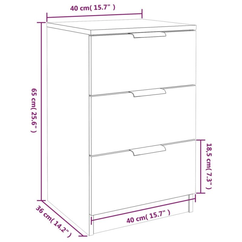 vidaXL Nočné stolíky 2 ks biele 40x36x65 cm