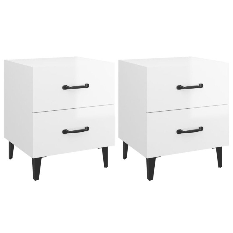vidaXL Nočné stolíky 2 ks lesklé biele 40x35x47,5 cm