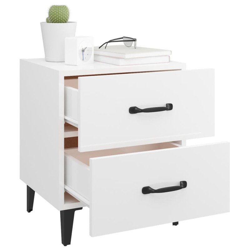 vidaXL Nočné stolíky 2 ks lesklé biele 40x35x47,5 cm