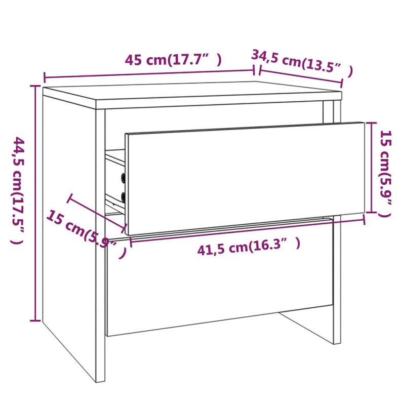 vidaXL Nočné stolíky 2 ks údený dub 45x34,5x44,5 cm drevotrieska