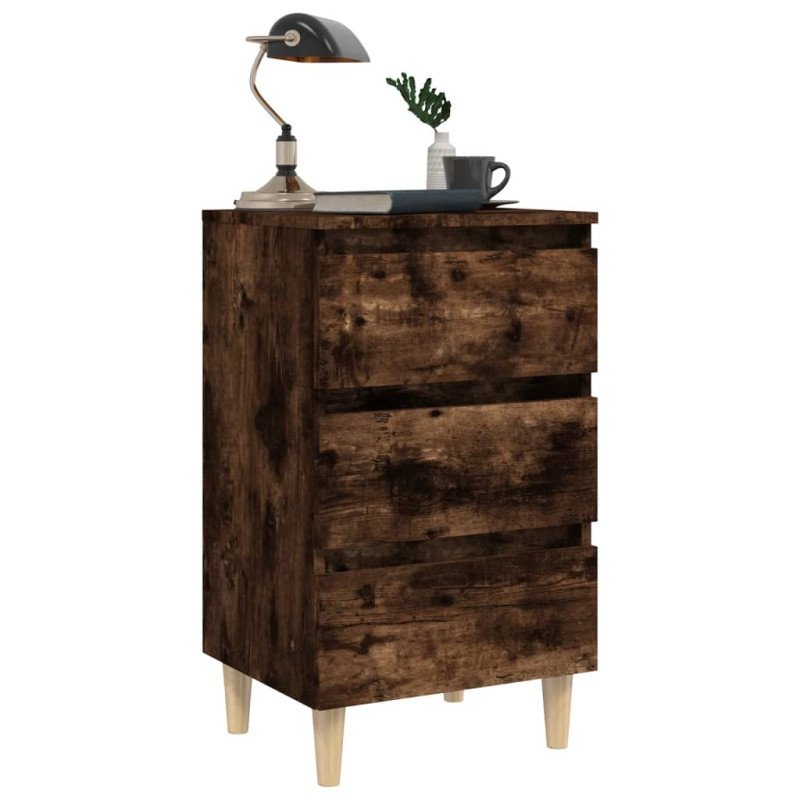 vidaXL Nočné stolíky nohy z masívneho dreva 2 ks dymový dub 40x35x69cm
