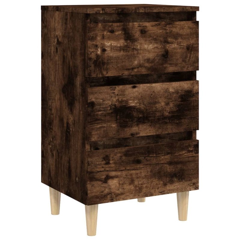 vidaXL Nočné stolíky nohy z masívneho dreva 2 ks dymový dub 40x35x69cm