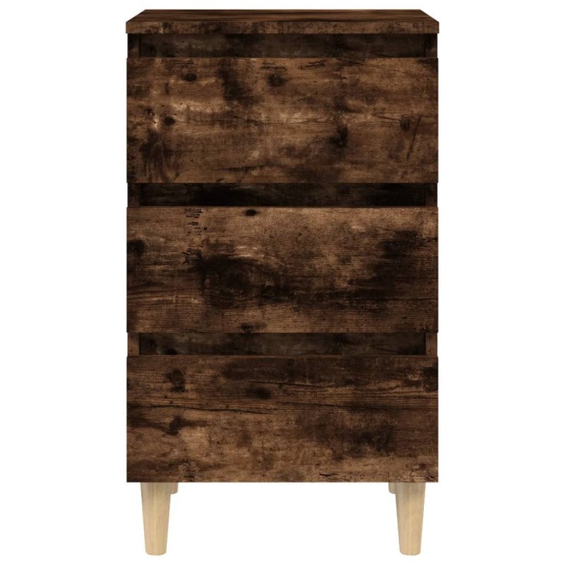 vidaXL Nočné stolíky nohy z masívneho dreva 2 ks dymový dub 40x35x69cm