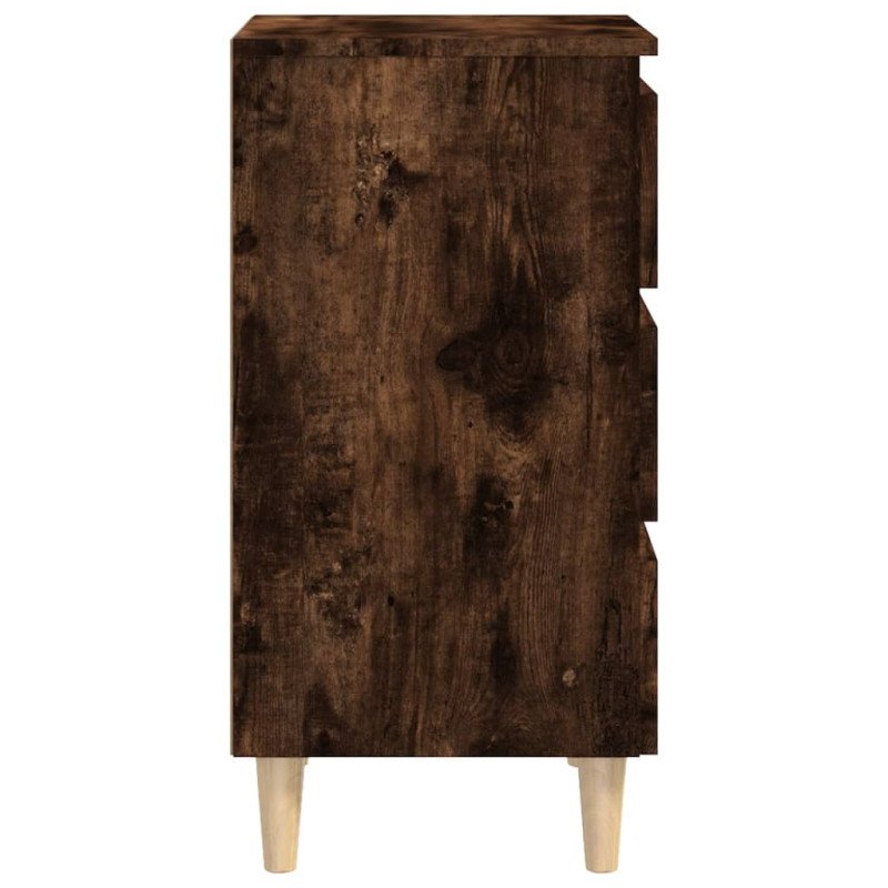vidaXL Nočné stolíky nohy z masívneho dreva 2 ks dymový dub 40x35x69cm