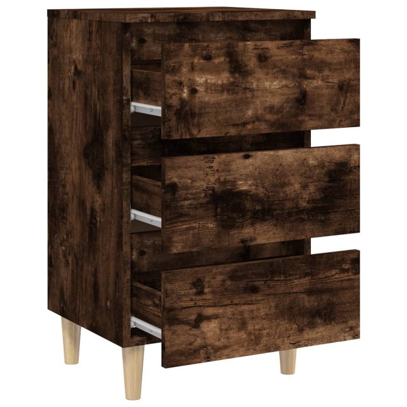 vidaXL Nočné stolíky nohy z masívneho dreva 2 ks dymový dub 40x35x69cm