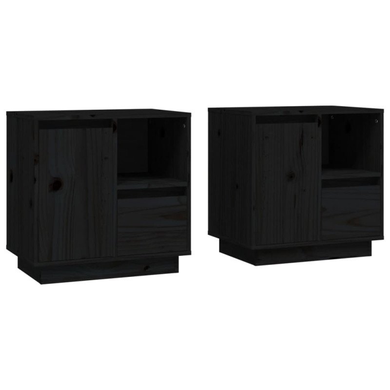 vidaXL Nočné stolíky 2 ks čierne 50x34x50 cm borovicový masív