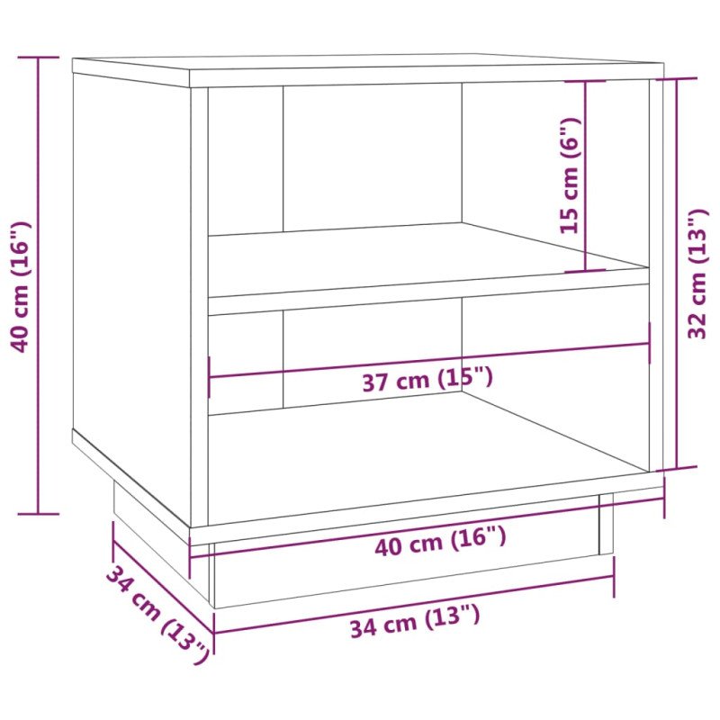 vidaXL Nočný stolík sivý 40x34x40 cm masívne borovicové drevo
