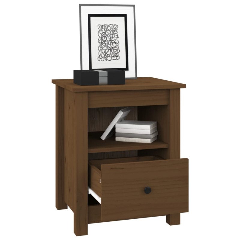 vidaXL Nočný stolík medovohnedý 40x35x49 cm masívne borovicové drevo