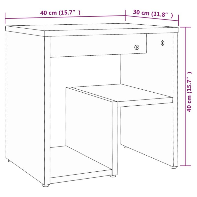 vidaXL Nočné stolíky 2 ks sivé sonoma 40x30x40 cm spracované drevo